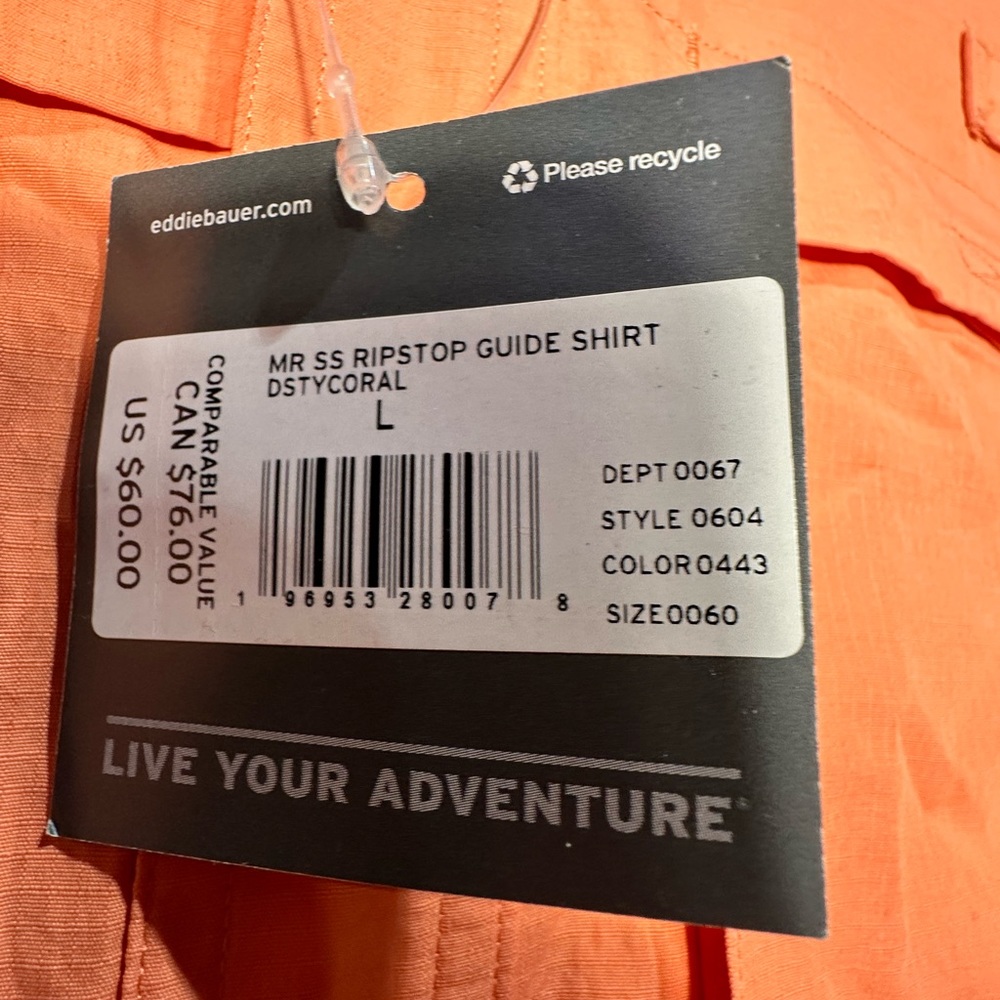NWT Eddie Bauer Men's Ripstop Guide Short-Sleeve Shirt Size Large - Picture 6 of 7